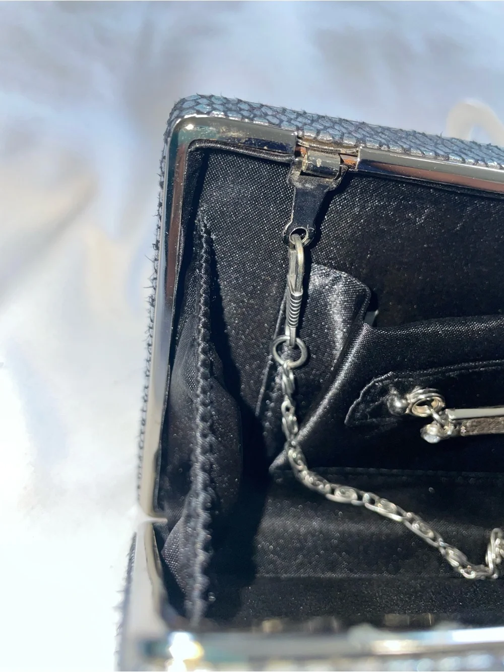 White House Black Market Three Way Clutch - Silver Snakeskin Print - Picture 7 of 7